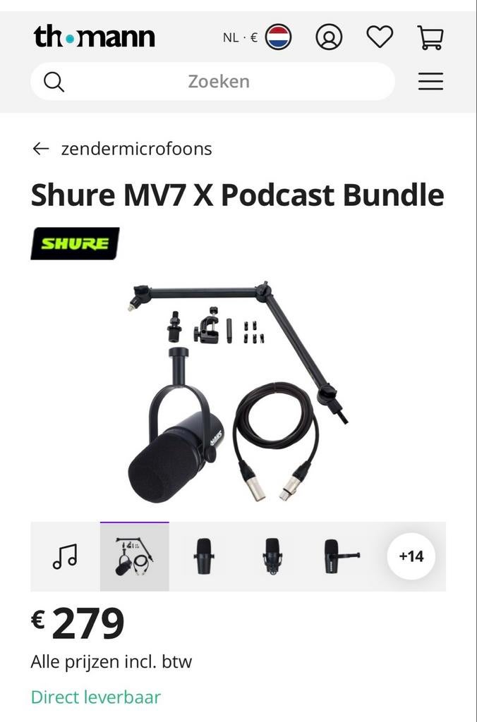 Shure MV7 X Podcast Microfoon met Boomarm, Ophalen of Verzenden, Nieuw, Studiomicrofoon