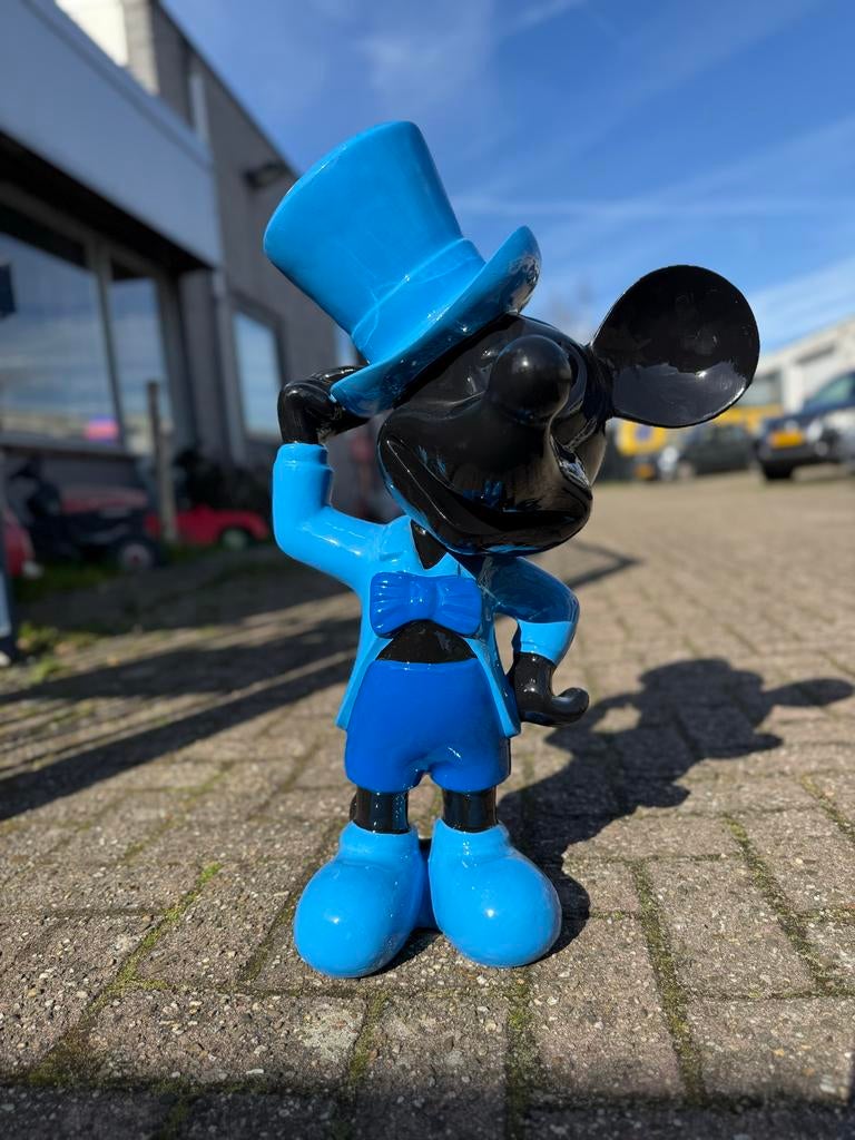 Grote Mickey Mouse Beeld - Blauw met Hoge Hoed, Verzamelen, Disney, Ophalen, Beeldje of Figuurtje, ., Zo goed als nieuw