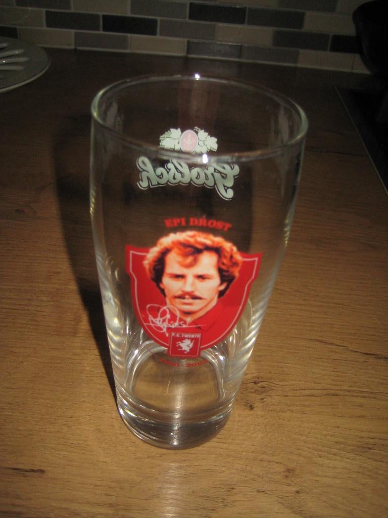 glas fc twente 1965-2005 epi drost (grolsch/bier/voetbal)), Ophalen of Verzenden, Zo goed als nieuw, F.C. Twente, Overige typen