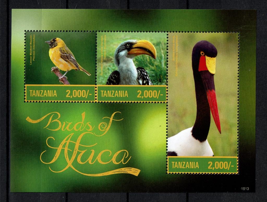 TANZANIA 2015 PF BLOK VOGELS BIRDS 4, Ophalen of Verzenden, Postfris, Dier of Natuur