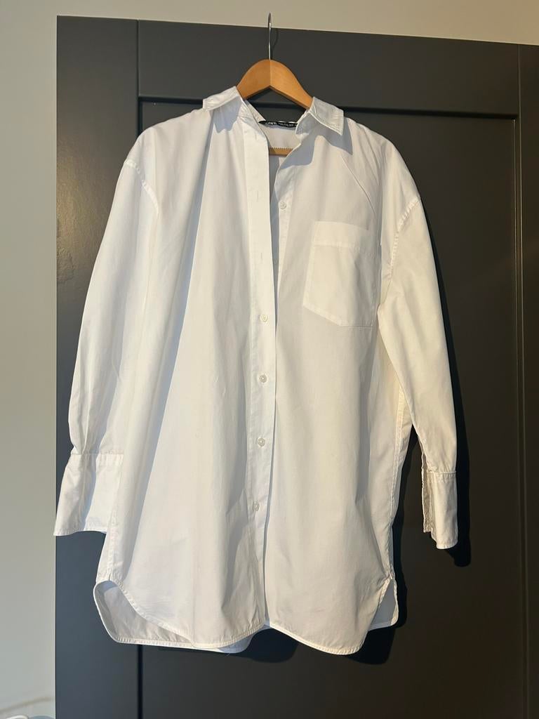 Mooie, langere oversized witte blouse Zara maat M, Kleding | Dames, Verzenden, Zo goed als nieuw, Maat 38/40 (M), Wit