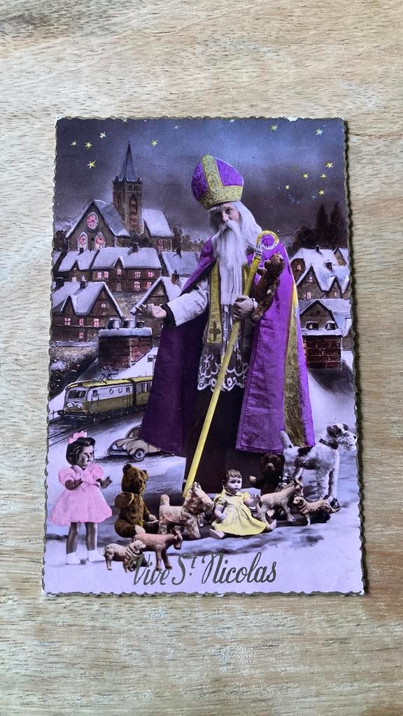 Oude ansichtkaart Sinterklaas Vive St. Nicolas, Ophalen of Verzenden, 1920 tot 1940, Gelopen