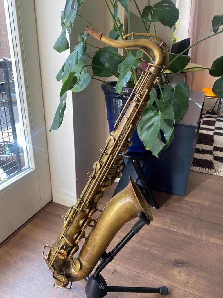 Vintage Buescher silvertone tenor sax., Muziek en Instrumenten, Ophalen, Gebruikt, Tenor, Met koffer