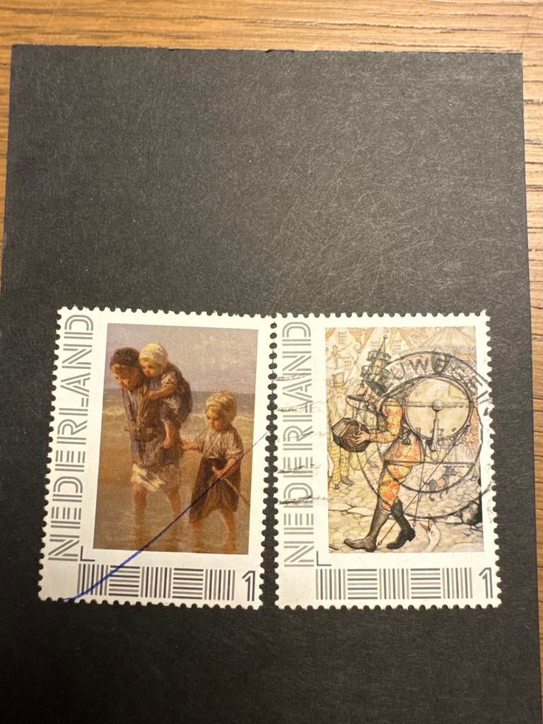 Persoonlijke postzegels: Kinderen op strand & Bouw, Ophalen of Verzenden, Na 1940, Gestempeld