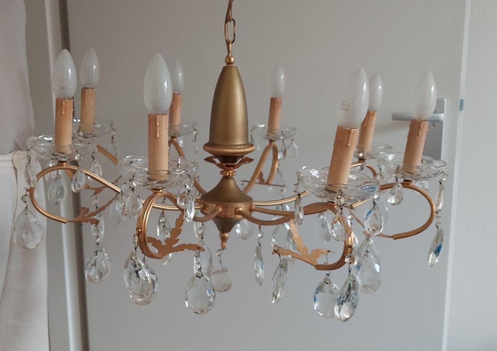 Echte oude kroonluchter, Huis en Inrichting, Lampen | Kroonluchters, Ophalen, Zo goed als nieuw, Glas, Antiek