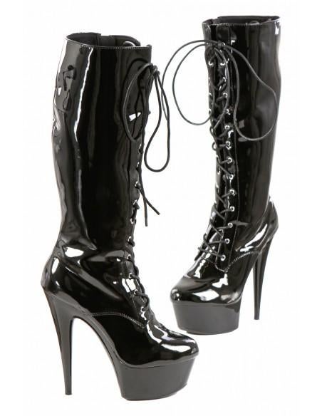 Vinyl Plateau Laarzen. Maat 44 45. Hielhoogte 14 cm., Ophalen of Verzenden, Nieuw, Zwart, Schoenen met hoge hakken