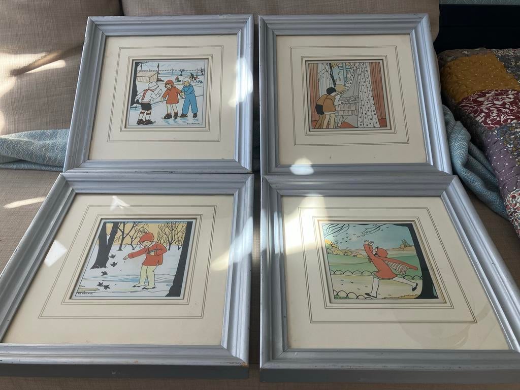 Set van 4 vintage kinderprenten van Rie Cramer, Ophalen