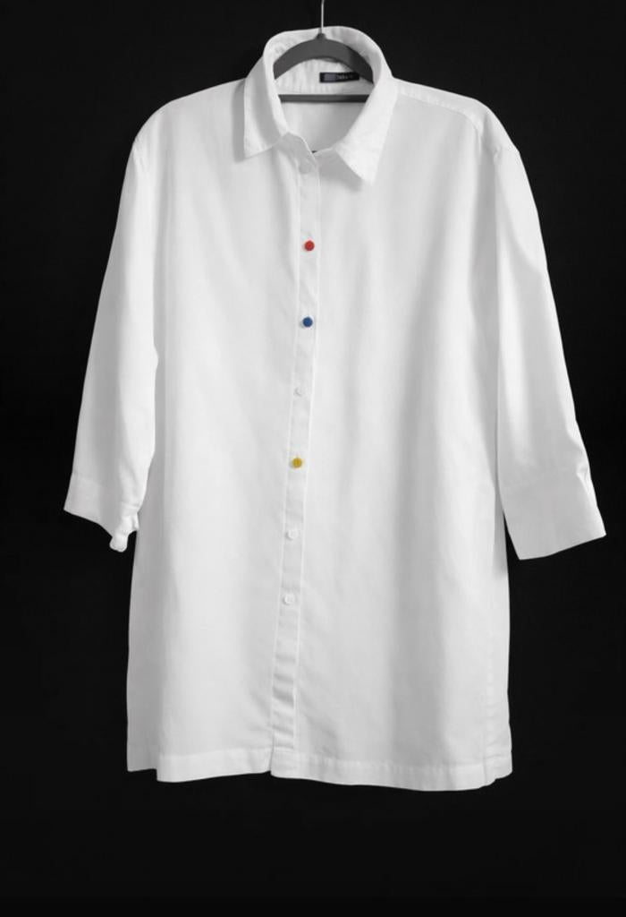 Witte linnen blouse van Jake*s, maat 44, Ophalen of Verzenden, Gedragen, Maat 42/44 (L), Wit