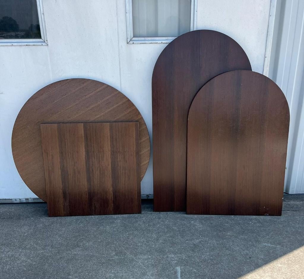 partij massief houten tafelbladen bruin cafe restaurant bar, Ophalen