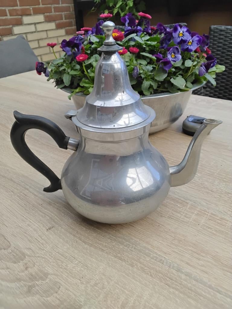 Vintage Marokkaanse theepot - Aluminium, Gebruikt, Zilver, Metaal, Overige merken