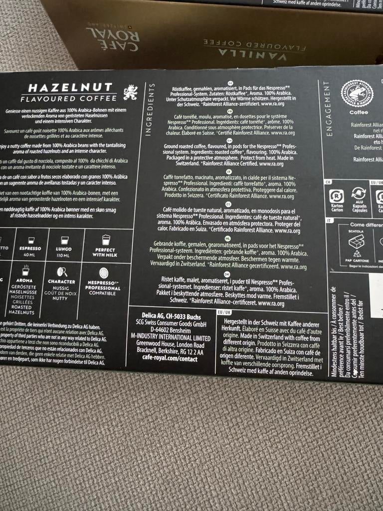 Café Royal Koffiecapsules - Hazelnoot & Vanille (Nespresso), Ophalen of Verzenden, Nieuw