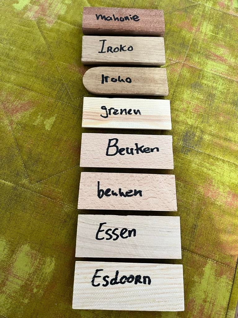 8 Houtmonsters van diverse houtsoorten, Doe-het-zelf en Verbouw, Minder dan 25 mm, Overige typen, Nieuw, Ophalen of Verzenden