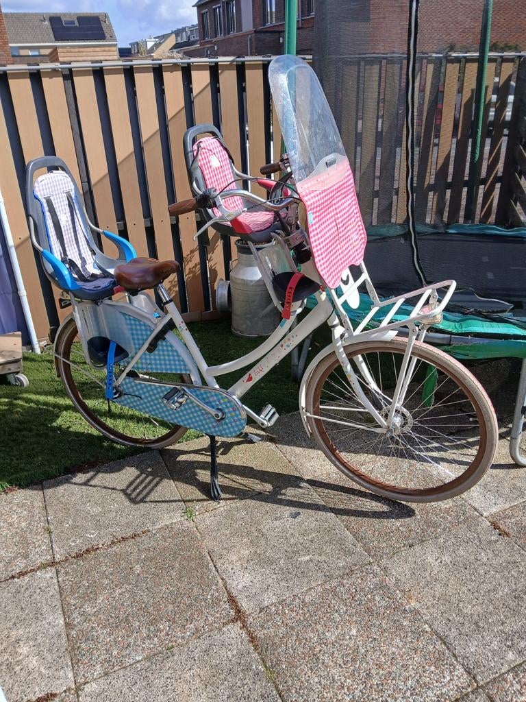 Moederfiets compleet met zitjes, Fietsen en Brommers, 2 zitjes, Gebruikt, Versnellingen, 50 tot 53 cm