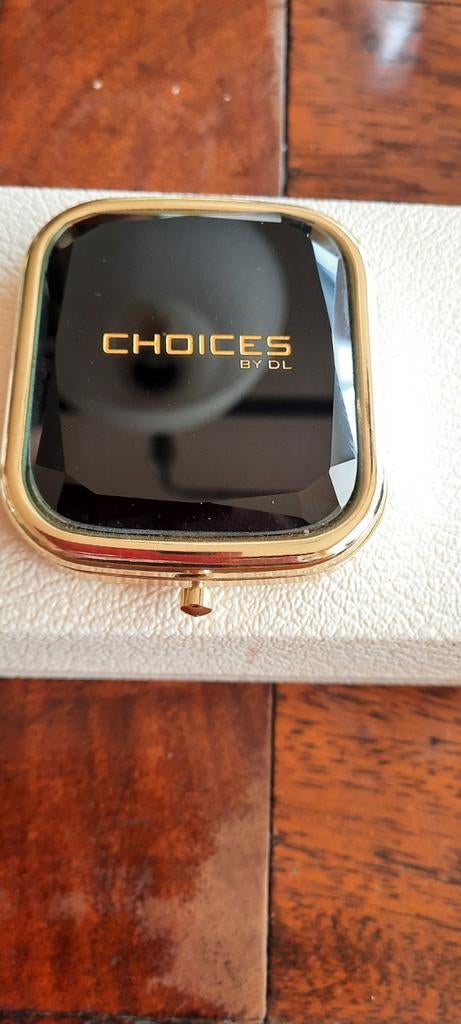 Gassan,Choices by dl,spiegeltje, zwarte git facetgeslepen, Ophalen of Verzenden, Goud