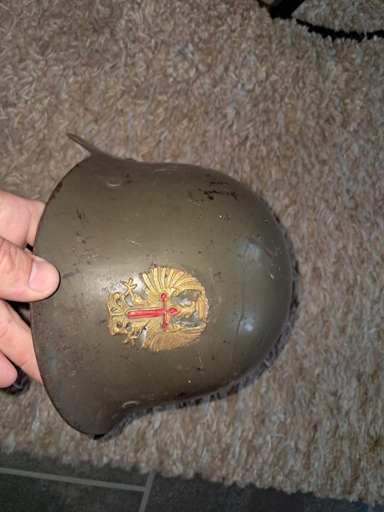 M1926 spaanse helm met helm plaat, Ophalen of Verzenden