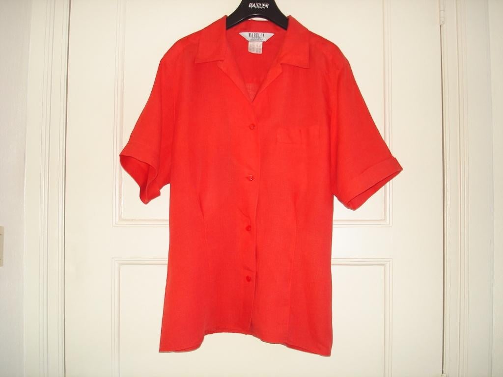 Marella blouse rood linnen maat 40-42 vintage Italy, Ophalen, Zo goed als nieuw, Maat 38/40 (M), Rood