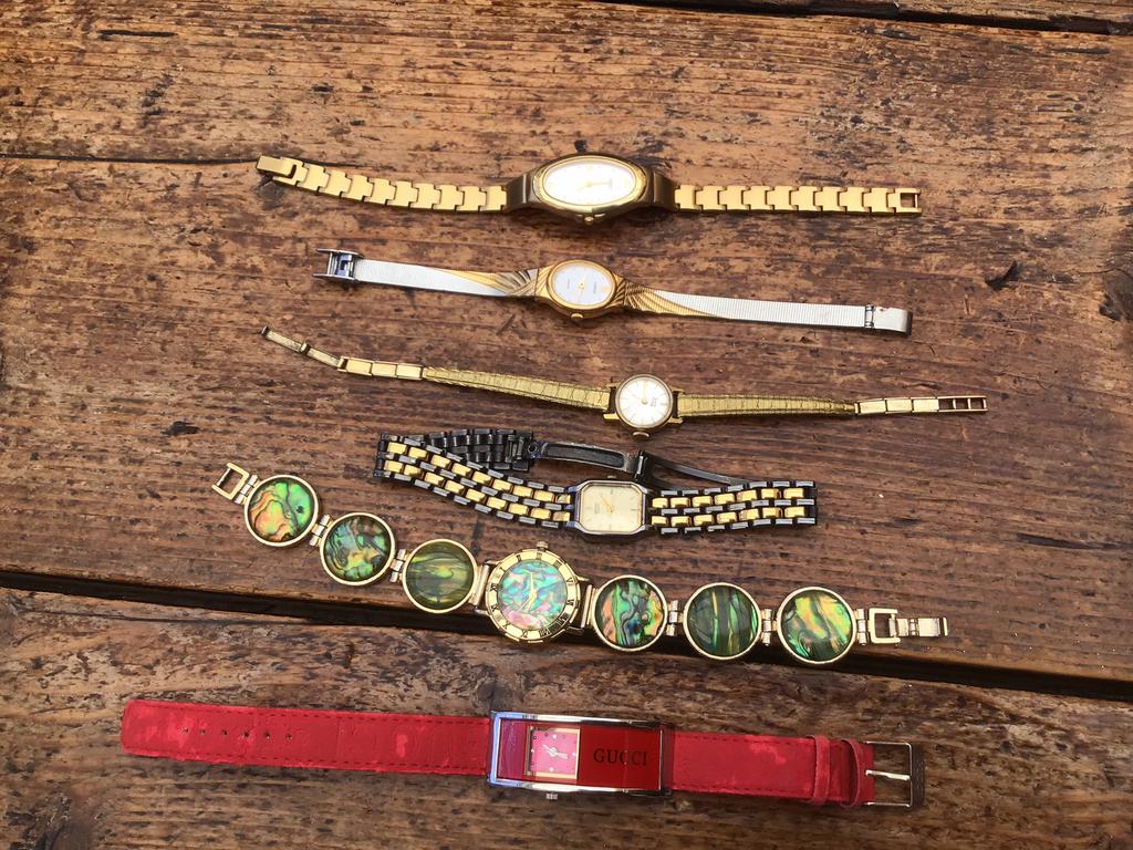 6 vintage dames horloges oa Seiko Lorus Pallas Para Gucci, Ophalen of Verzenden, Zo goed als nieuw, Staal, Seiko