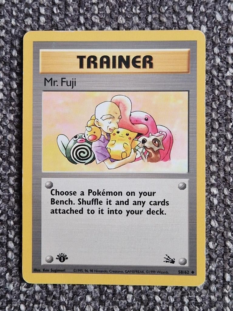 Vintage Pokémon #58/62 Mr. Fuji - 1st Edition – LP, Ophalen of Verzenden, Gebruikt, Losse kaart