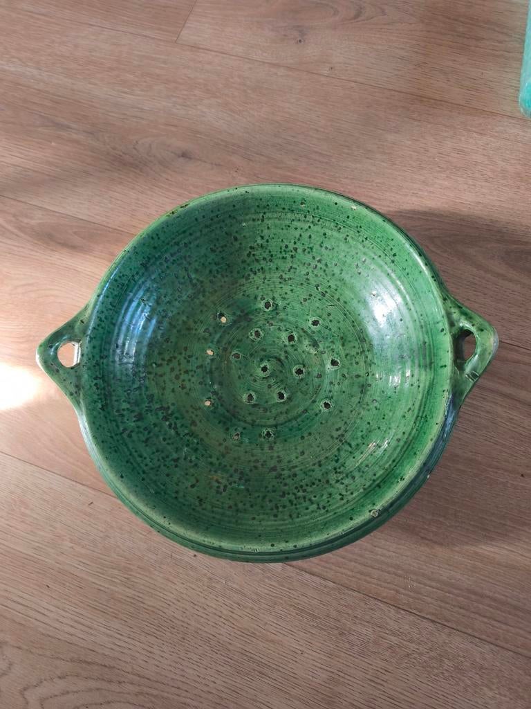 Fries Aardewerk Vergiet met Groen Loodglazuur - Ø 30 cm, Ophalen of Verzenden