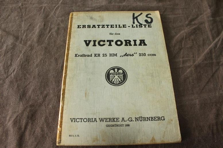 Victoria KR 25 HM 250cc Aero 1952 ersatzteil liste, Ophalen of Verzenden, Overige merken