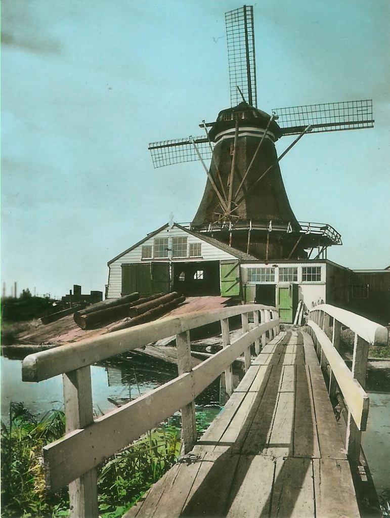 Houtzaagmolen De Herder Leiden ca. 1960 snapshot molen, Ophalen of Verzenden, 1960 tot 1980, Ongelopen, Zuid-Holland