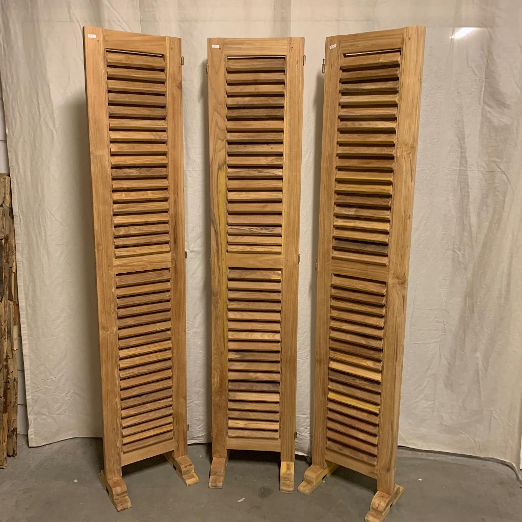 Kamerscherm - 120 x 200 cm - teak louvre - Bij TTM Wonen, TTM Wonen, Meubels – (Perzische) Tapijten en Woonaccessoires, Taag 63, 2491 CS, Den Haag (Forepark)