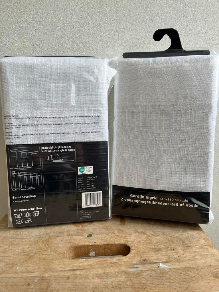 Kwantum gordijn Ingrid - 2 verpakkingen, Huis en Inrichting, Ophalen, 100 tot 150 cm, 200 cm of meer, Wit