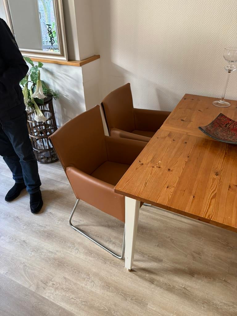 Bali leren bizon  eet kamerstoelen briuin, Ophalen, Bruin, Leer, Zo goed als nieuw