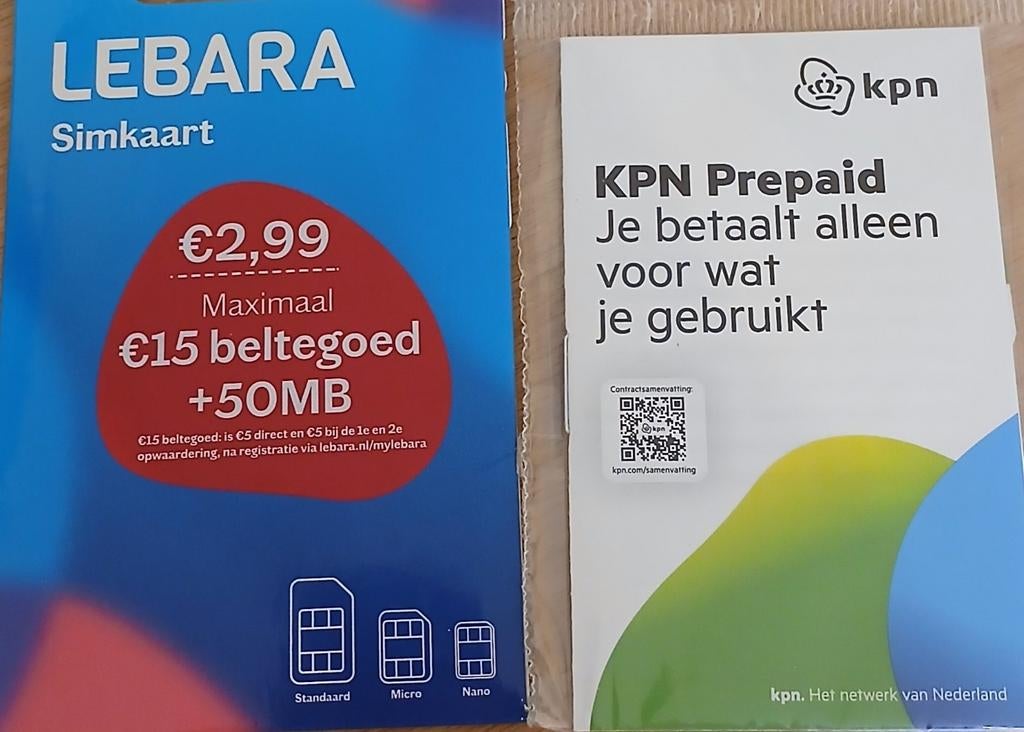 Lebara 100 en Kpn 100 prepaid simkaart gratis verzending!!!!, Verzenden, Nieuw, KPN, Simkaart