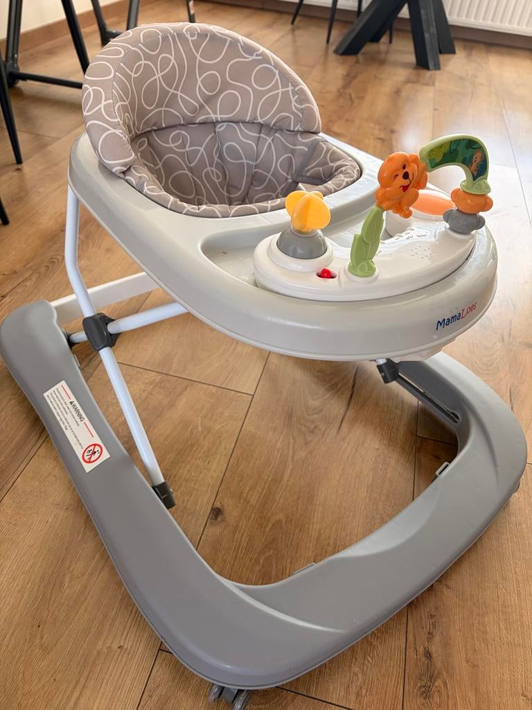 MamaLoes Kinder Loopstoel met Speelblad - Grijs/Wit, Kinderen en Baby's, Ophalen, Zo goed als nieuw