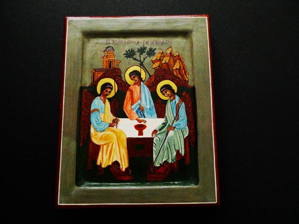 De Heilige Drie Eenheid handgeschilderd aureool goudverguld, Ophalen of Verzenden