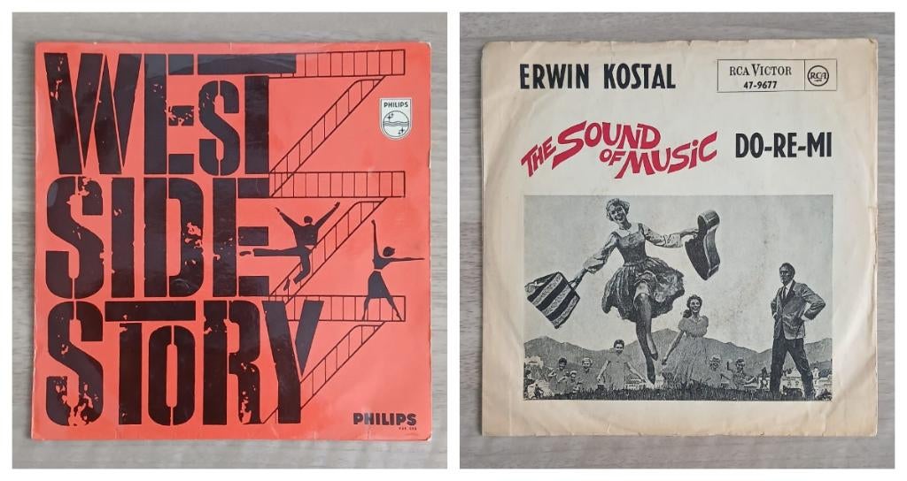 West Side Story en The Sound of Music. Musicals. Singles., Verzenden, Gebruikt, 7 inch