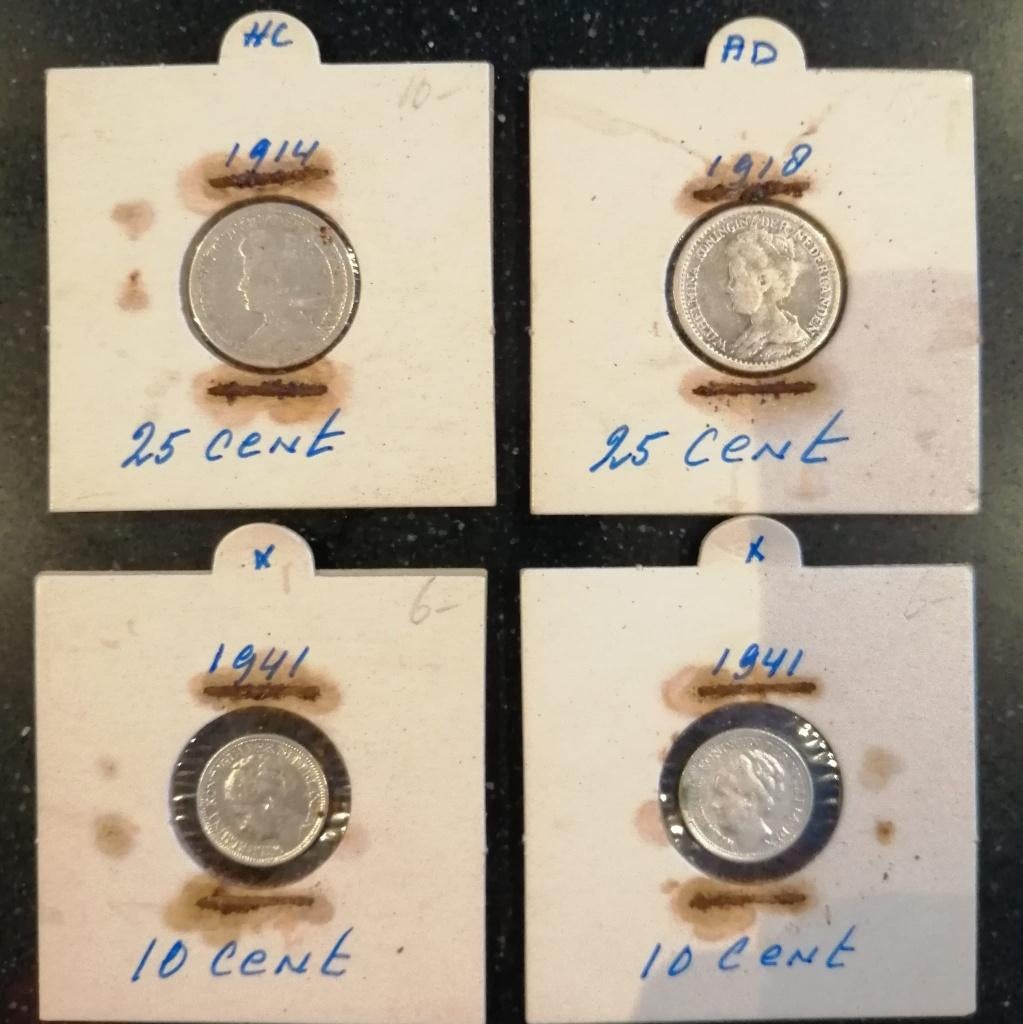 Zilveren dubbeltjes en kwartjes Wilhelmina, Ophalen, Setje, Zilver, 10 cent
