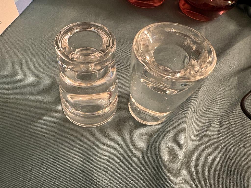 Glazen kaarsen kandelaars, Overige materialen, Ophalen of Verzenden, Zo goed als nieuw, Kandelaar