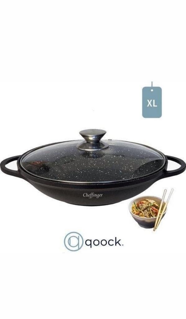 Nieuwe Wokpan 36cm met dubbele anti-aanbaklaag vaste prijs, Huis en Inrichting, Ophalen of Verzenden, Nieuw, Wok, Keramische plaat