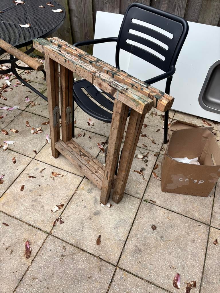 Schraag. 2 hout en twee opvouwbare metalen, Doe-het-zelf en Verbouw, Ophalen, Zo goed als nieuw