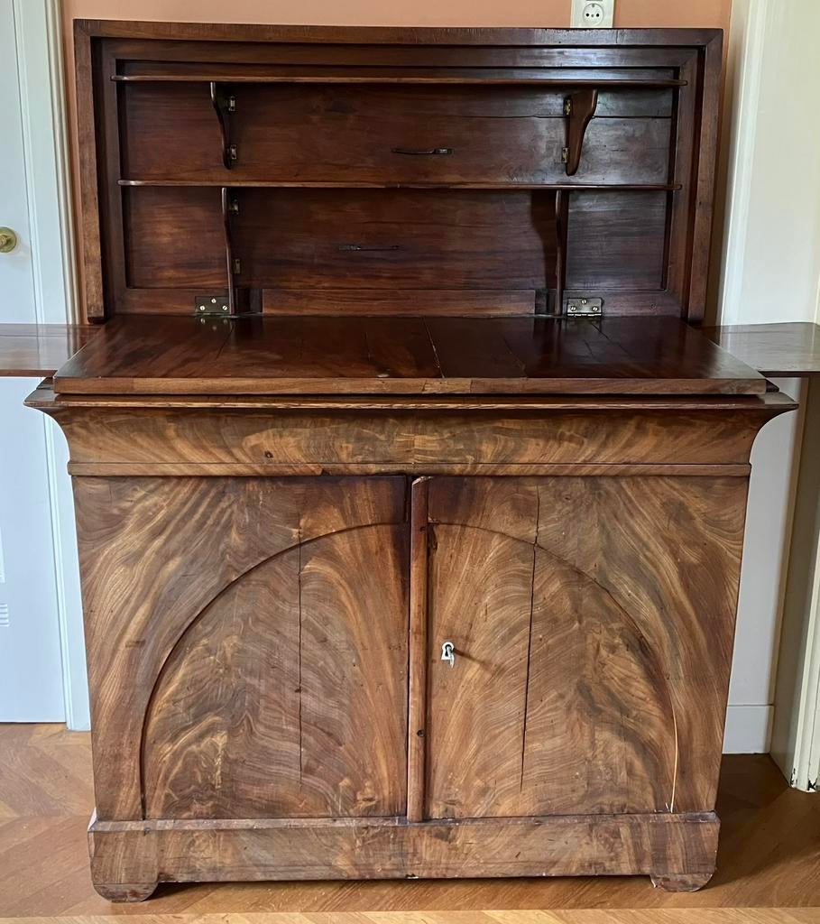 Antiek mahonie klapbuffet 19e eeuw, Ophalen