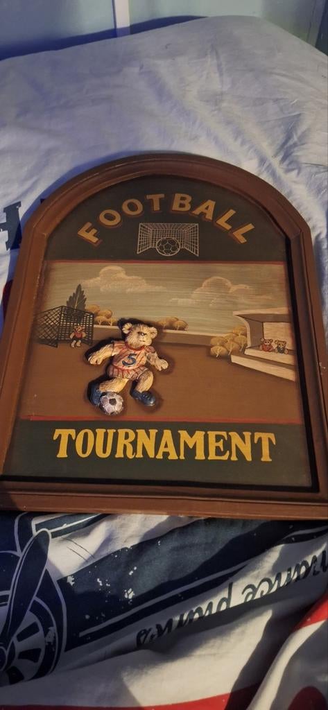Houten 3D Voetbal Lijst - Decoratief Wandpaneel, Minder dan 50 cm, Ophalen of Verzenden, Zo goed als nieuw, Schilderij