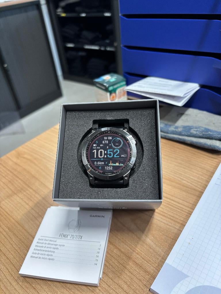 Garmin Fenix 7X Solar Smartwatch, GARMIN, Zwart, Ophalen of Verzenden, Zo goed als nieuw