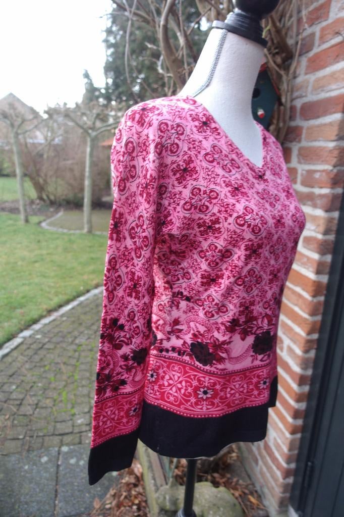prachtige warm roze folklore trui Christina NF - nl mt S-M, Maat 38/40 (M), Christina NF, Ophalen of Verzenden, Zo goed als nieuw