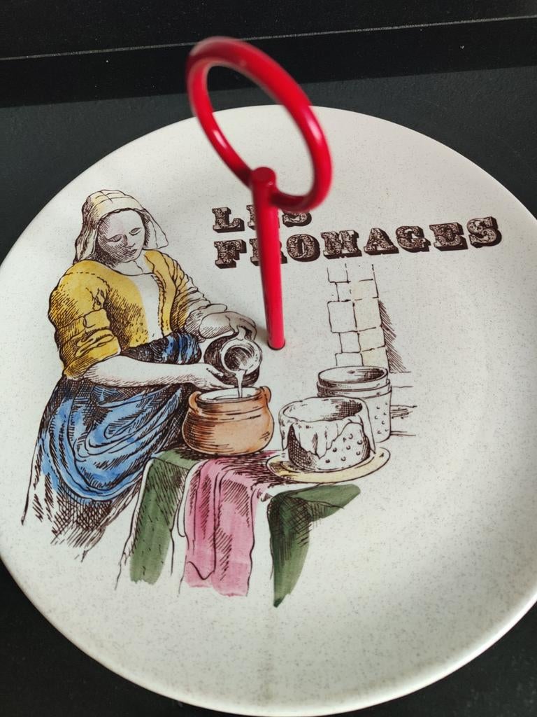 vintage Kaas plateau Les Fromage  Melkmeisje Gien France, Ophalen of Verzenden