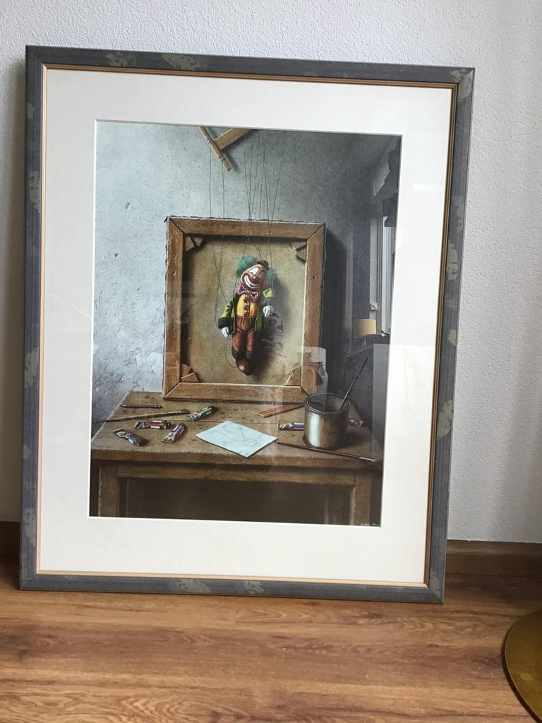 Lijst 60x81 cm met glas en poster als nieuw, Ophalen, Zo goed als nieuw, Hout, Minder dan 50 cm