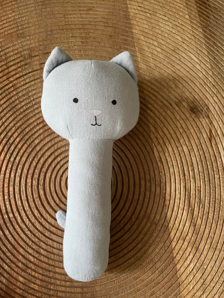 Zachte rammelaar katje - baby speelgoed, Ophalen of Verzenden, Nieuw, Rammelaar, Met geluid