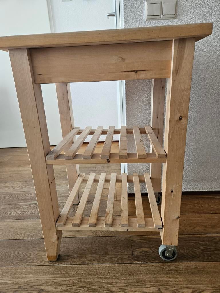 Ikea slagersblok/keukentrolley, Huis en Inrichting, Tafels | Sidetables, Ophalen, 25 tot 50 cm, Rechthoekig