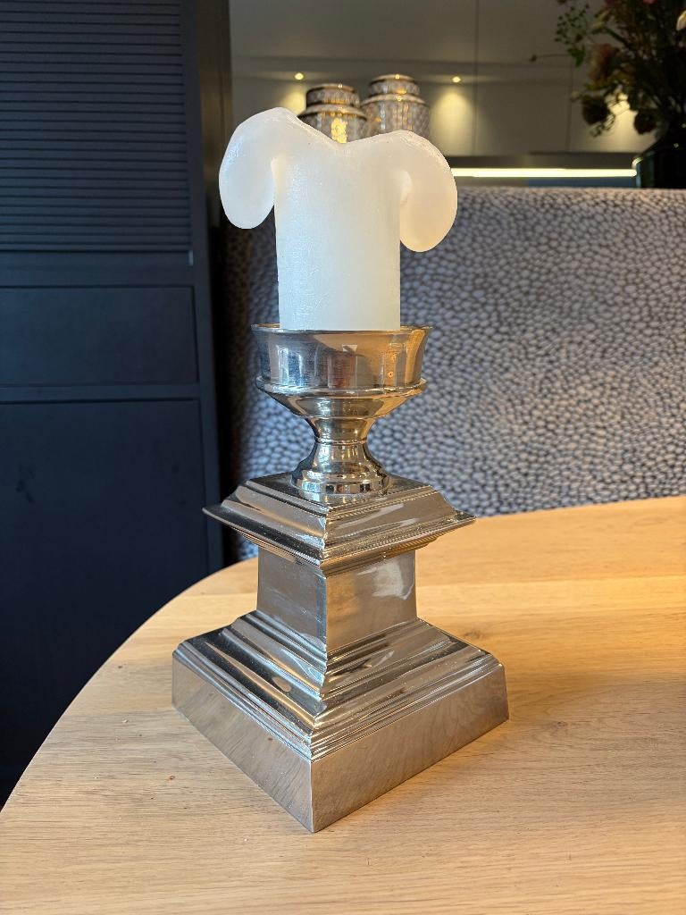 TE koop, 2 verchroomde kandelaars, Ophalen, Gebruikt, Metaal, Kandelaar