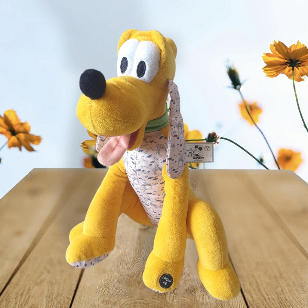 Pluto knuffel met geluid 100 jaar Disney hoogte 30 cm 0304, Disney, Disney, Geel, -