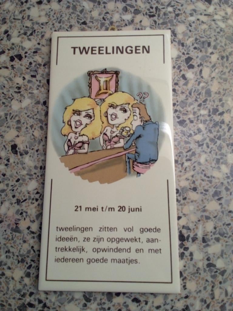 Vintage Tegelspreuk Tweelingen Sterrenbeeld, Ophalen, Gebruikt