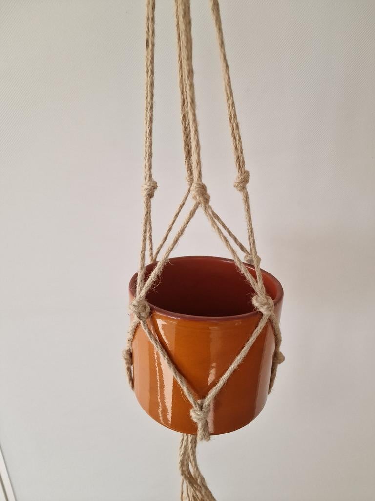 Retro bloempot in planten hanger, Ophalen of Verzenden, Huis en Inrichting