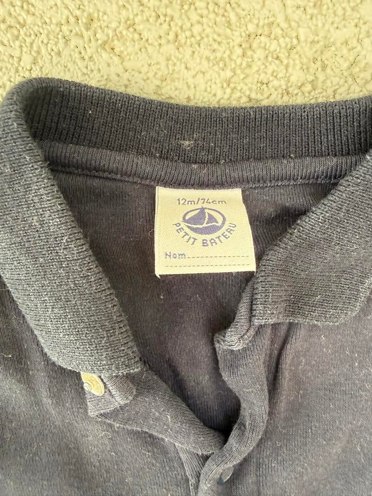 Petit Bateau blauwe baby romper - 12 maanden, Kinderen en Baby's, Ophalen of Verzenden, Gebruikt, Jongetje of Meisje