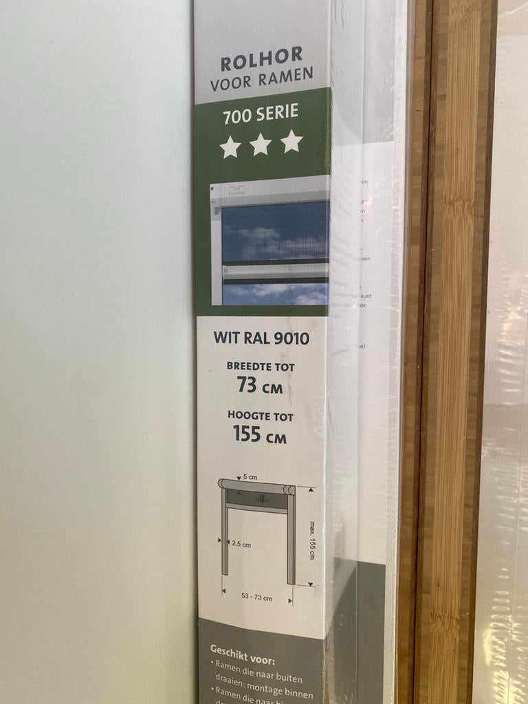 Bruynzeel 4x rolhor raam tot 155cm(H) en 73cm(B), Doe-het-zelf en Verbouw, Deuren en Horren, Ophalen, Minder dan 80 cm, Overige typen